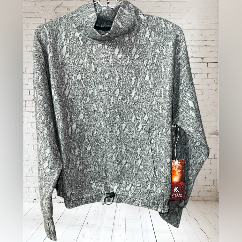 Kyodan Outdoor Charcoal Marble Gray Cowl Neck Sweater Size Medium